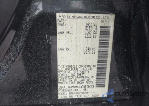 2013 Nissan Altima 2.5 Sv from USA, damaged, VIN 1N4AL3AP7DN408003